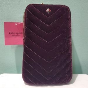 NWT KATE SPADE Amelia Red Purple Velvet Phone Pouch Crossbody Bag